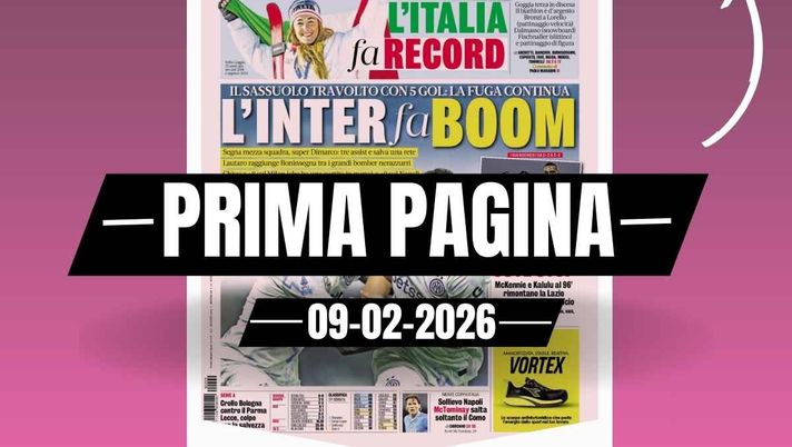 Prima pagina Gazzetta dello Sport: 'L'Inter fa boom: Sassuolo travolto, la fuga continua'