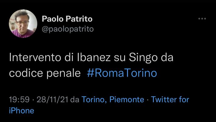 Roma-Torino 1-0, le reazioni social: “Ibanez su Singo da codice penale” - immagine 1