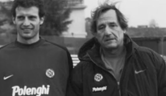 Max Allegri e Giovanni Galeone, nel corso della stagione 1997/1998 con il Napoli. Esclusiva – Giovanni Galeone: da Helveg a Bellucci, il calcio omaggia il Mister (VIDEO)- immagine 2