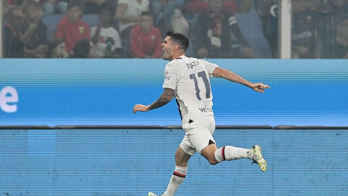 GENOA, ITALY - OCTOBER 07: Christian Pulisic of AC Milan celebrates after scoring the team's first goal during the Serie A TIM match between Genoa CFC and AC Milan at Stadio Luigi Ferraris on October 07, 2023 in Genoa, Italy. (Photo by Claudio Villa/AC Milan via Getty Images) Serie A, Genoa-Milan 0-1: Pulisic regala il primo posto ai rossoneri - immagine 1