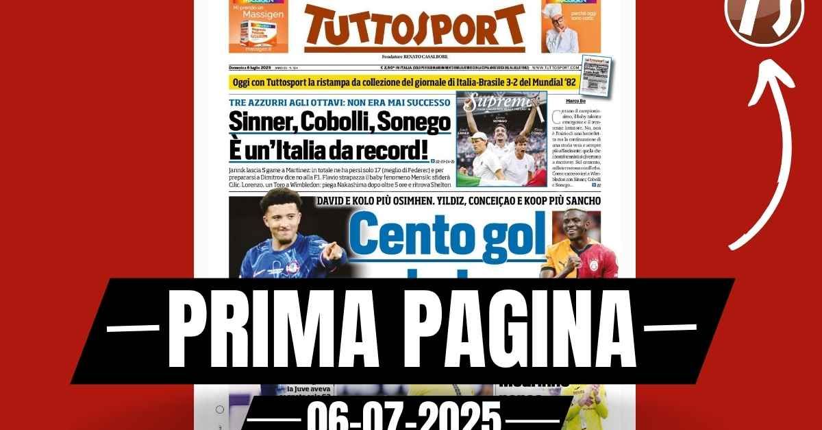Prima pagina Tuttosport: “Juve, due colpi per un attacco da 100 gol” Prima pagina Tuttosport: “Juve, due colpi per un attacco da 100 gol”