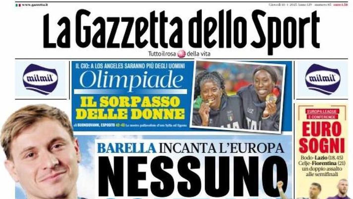 PRIMA PAGINA GAZZETTA DELLO SPORT OGGI: “Inzaghi al rinnovo, ci metto la firma”