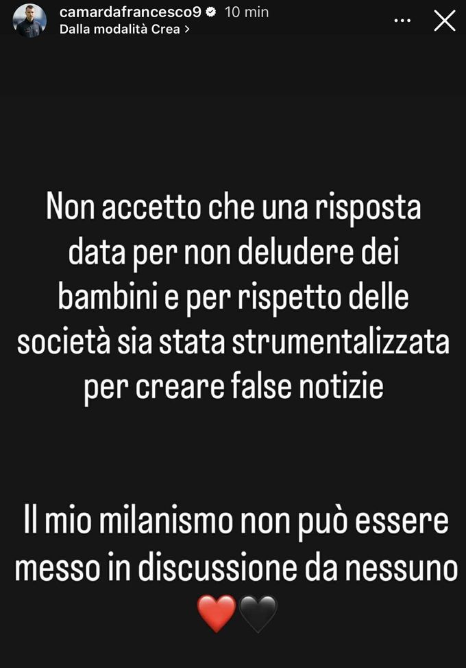 Milan, Camarda e il futuro all’Inter? Il giovane attaccante risponde tramite i social- immagine 2