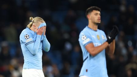 Harland visivamente provato per il pareggio del Feyenoord nei minuti finali del match. (Foto di Carl Recine/Getty Images) Haaland