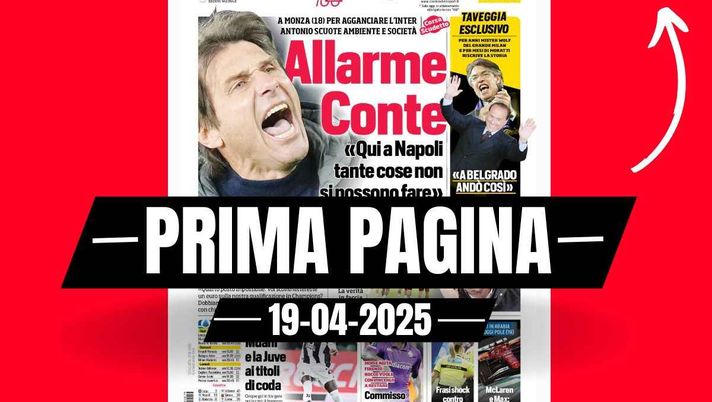 Prima pagina Corriere dello Sport: 'Napoli, allarme Conte'