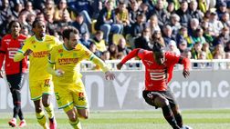 Rennes, corsaro a Nantes dopo il derby bretone giocato solo nella ripresa