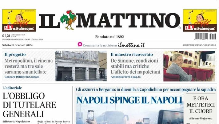 prima pagina il mattino oggi
