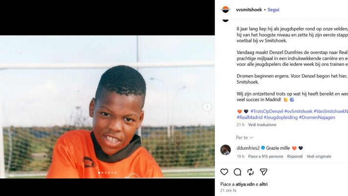 Instagram @vvsmitshoek Dumfries conferma ufficialmente il passaggio al Real Madrid. E lo fa con un salto nel passato - immagine 1