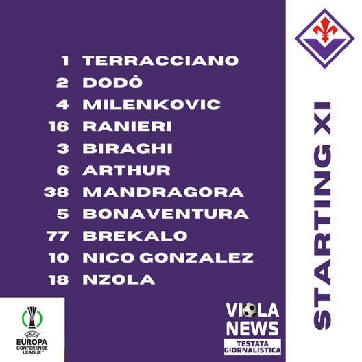 Rapid Vienna-Fiorentina, formazioni ufficiali: Italiano fa un solo cambio- immagine 2