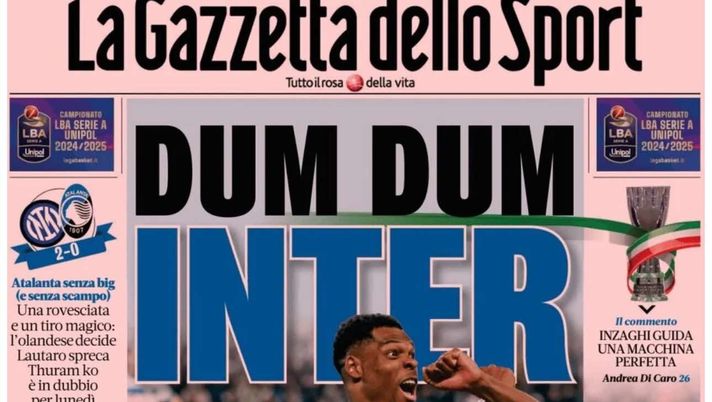 PRIMA PAGINA GAZZETTA DELLO SPORT OGGI: “Inzaghi al rinnovo, ci metto la firma”