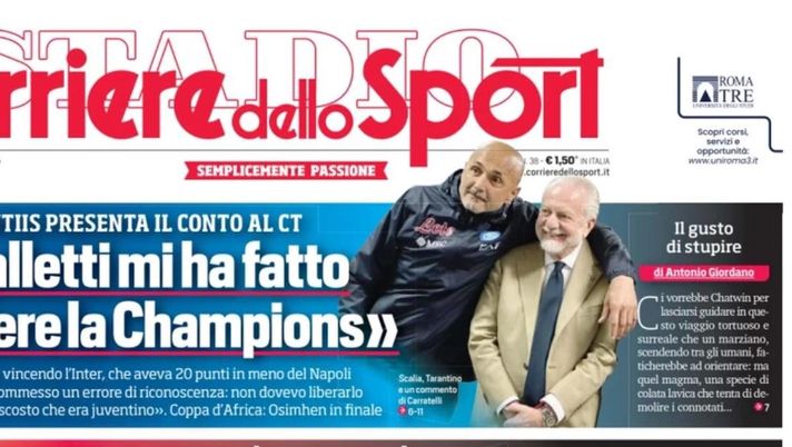 prima pagina corriere dello sport oggi