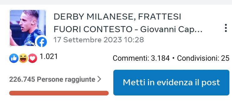 Derby di Milano su Facebook: 230mila interazioni per discutere del gesto di Frattesi- immagine 2