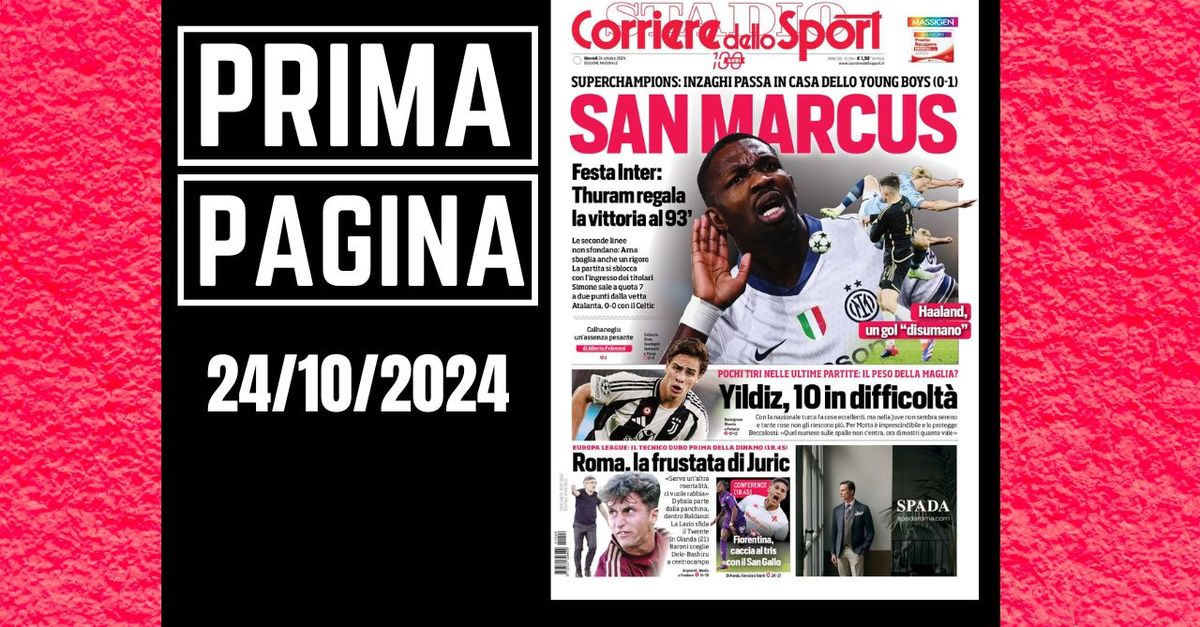 Prima pagina Corriere dello Sport: “Festa Inter con San Marcus Thuram”