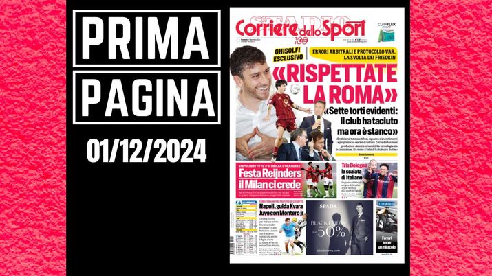 Prima pagina Corriere dello Sport: festa Reijnders, il Milan ci crede