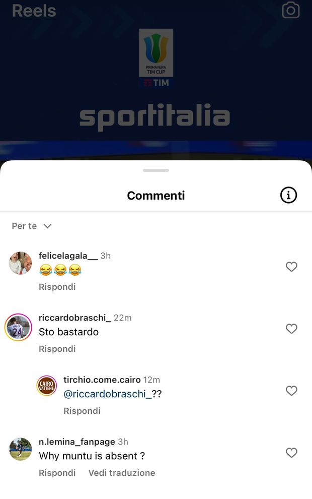 Primavera Tim Cup, caduta di stile di Braschi: insulti social ad Abati- immagine 2