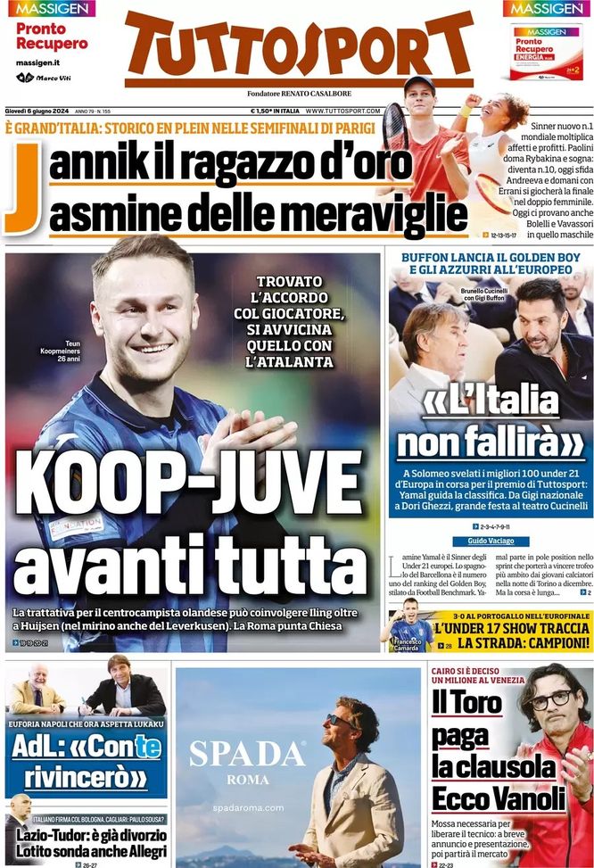 EDICOLA TS – Koop-Juve, avanti tutta. AdL: “Conte rivincerò” EDICOLA TS – Koop-Juve, avanti tutta. AdL: “Conte rivincerò” - immagine 1