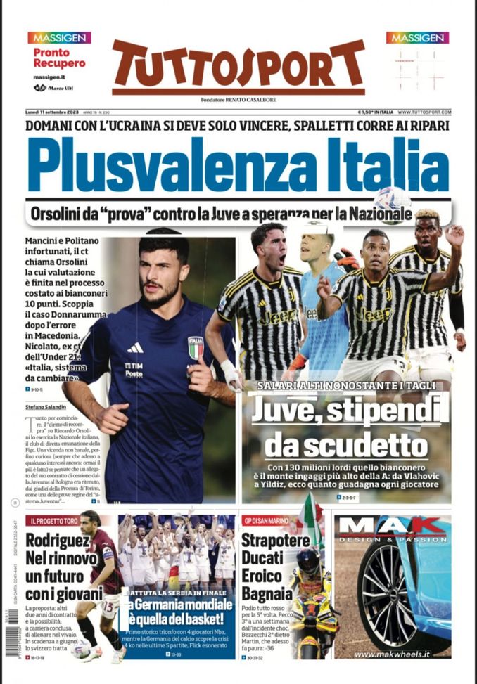 EDICOLA / TS: Italia, Ucraina da battere. Spalletti ai ripari, chiama la ‘prova’ Orsolini - immagine 1