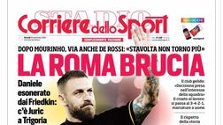 PRIMA PAGINA CORRIERE DELLO SPORT OGGI: “La Roma brucia”