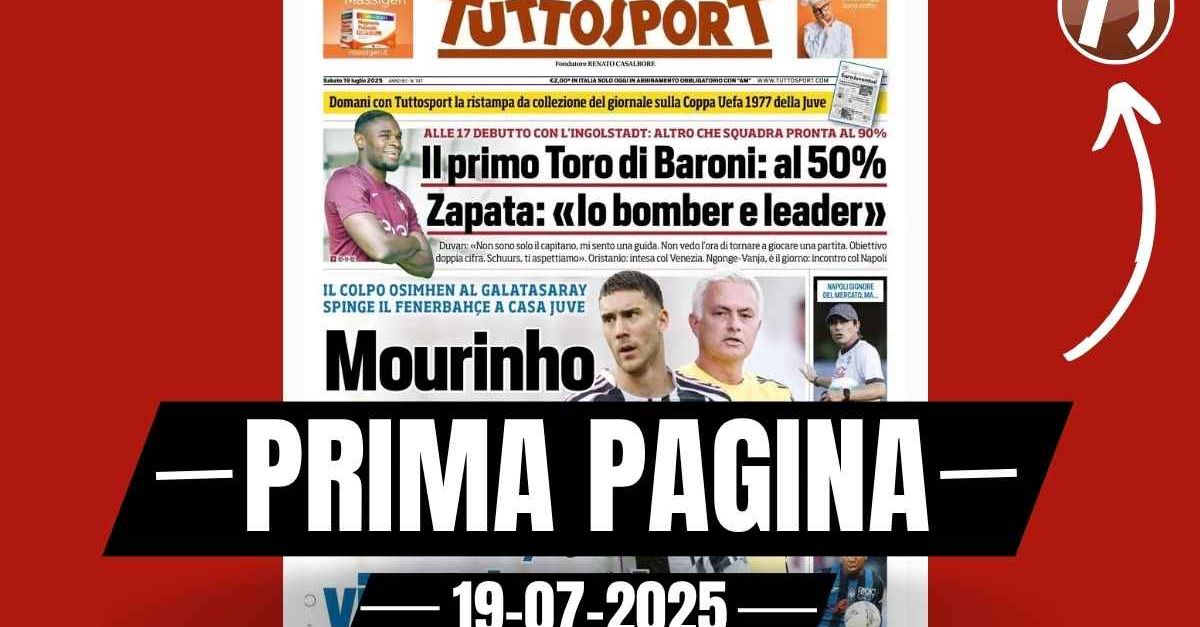 prima pagina tuttosport fenerbah231e mourinho riprova per vlahovic