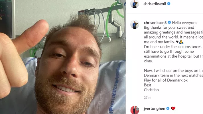 Danimarca, Eriksen dall’ospedale: “Mi sento bene, ora tiferò i miei compagni” - immagine 1