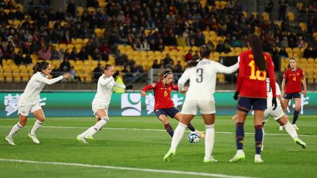 WELLINGTON, NEW ZEALAND - JULY 21: Aitana Bonmati of Spain scores her team's second goal during the FIFA Women's World Cup Australia & New Zealand 2023 Group C match between Spain and Costa Rica at Wellington Regional Stadium on July 21, 2023 in Wellington, New Zealand. (Photo by Catherine Ivill/Getty Images)