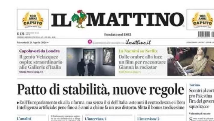 prima pagina il mattino oggi
