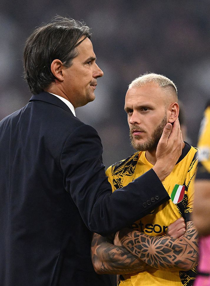 MONACO, GERMANIA - 31 MAGGIO: Simone Inzaghi allenatore dell'Inter e Federico Dimarco. (Photo by Stu Forster/Getty Images) Champions League, PSG-Inter senza storia: le altre finali con lo scarto più ampio- immagine 3