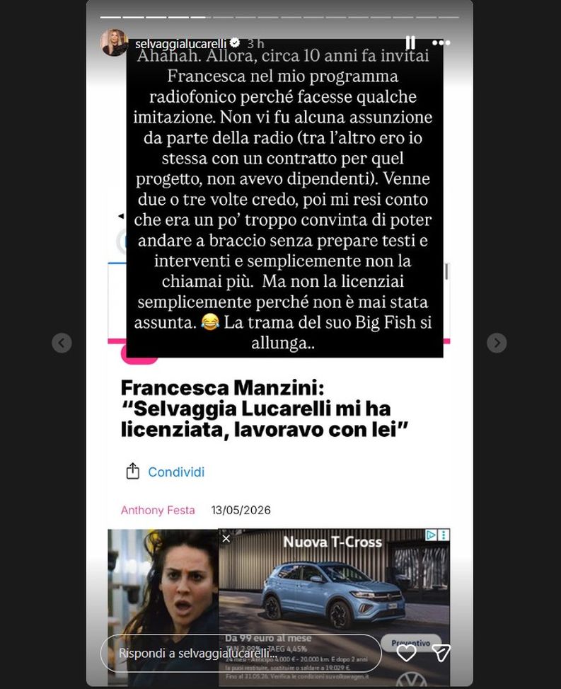 Gf Vip, Manzini vs Lucarelli: “Mi ha licenziata 10 anni fa”. La replica della giornalista- immagine 3