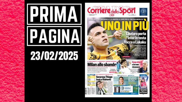 Prima pagina Corriere dello Sport: il Torino vince 2-1. Il Milan è allo sbando