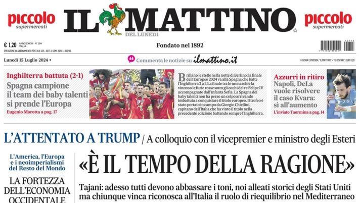 PRIMA PAGINA IL MATTINO OGGI: “DeLa vuole risolvere il caso Kvara: sì all’aumento” prima pagina il mattino oggi
