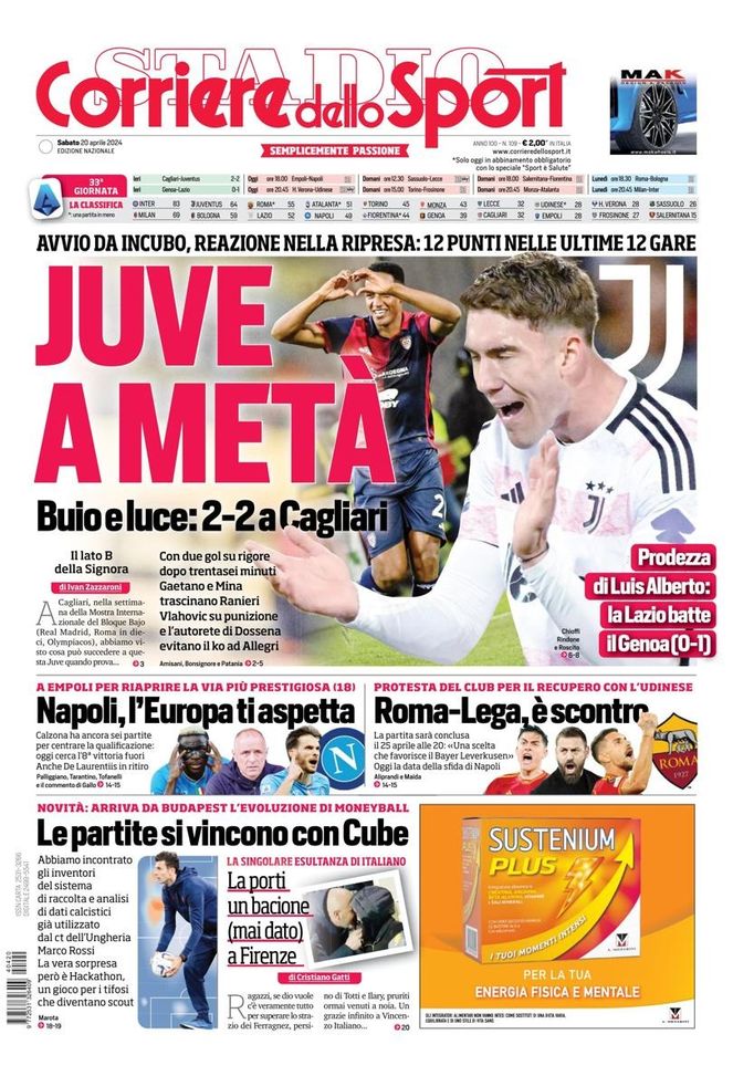 EDICOLA / CdS: Juve a metà. Avvio da incubo e reazione nella ripresa - immagine 1