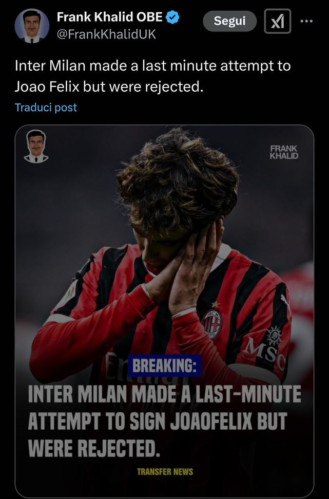 Joao Felix voglia Milan
