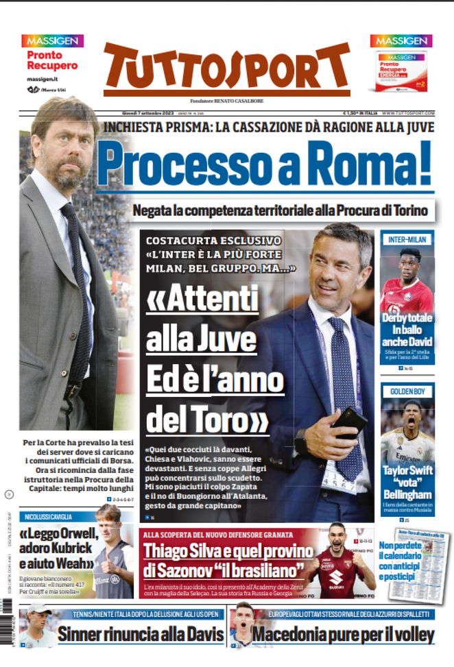 EDICOLA TS – Inter e Milan, derby totale: in ballo anche David. Prisma a Roma - immagine 1