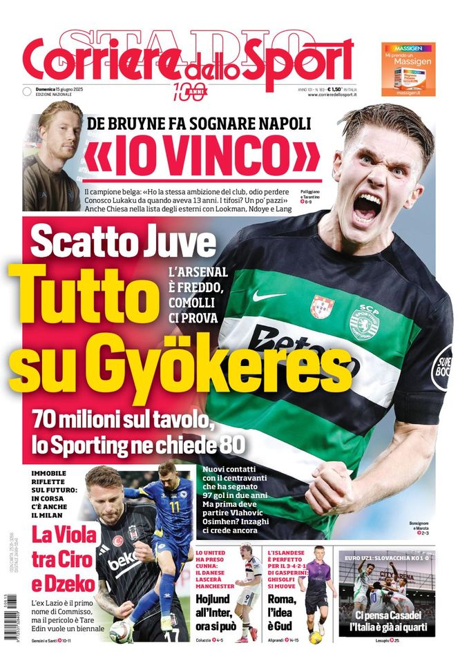 Prima Pagina Corriere dello Sport 15 giugno