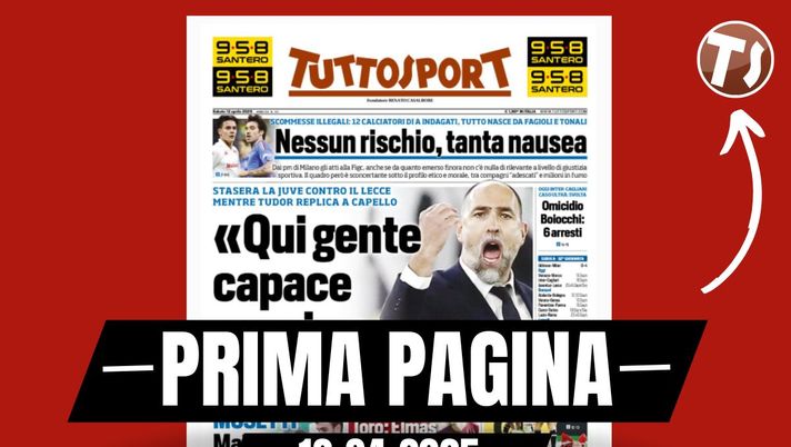 Prima pagina Tuttosport: spavento Maignan. Milan, goleada per lui