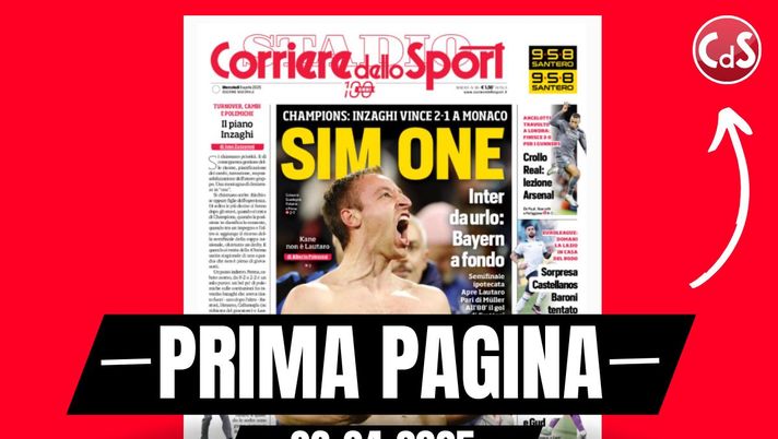 Prima pagina Corriere dello Sport: imprese di Champions e Serie A Prima pagina Corriere dello Sport: imprese di Champions e Serie A