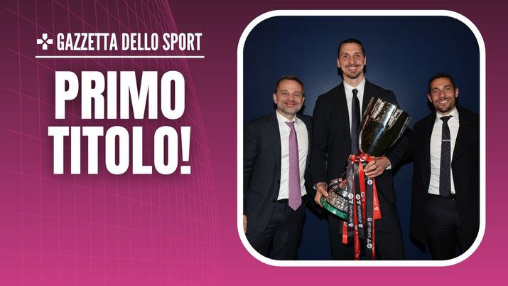 Giorgio Furlani, Zlatan Ibrahimovic e Geoffrey Moncada (dirigenti AC Milan), festeggiano dopo il derby Inter-Milan 2-3, finale della Supercoppa Italiana a Riyadh (Arabia Saudita) | News (Getty Images) Furlani Ibrahimovic Moncada AC Milan derby Inter-Milan 2-3 Supercoppa Italiana