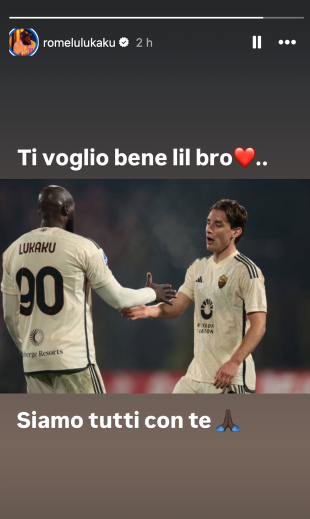 Bove, il messaggio di Lukaku: “Ti voglio bene fratellino, siamo tutti con te”- immagine 2