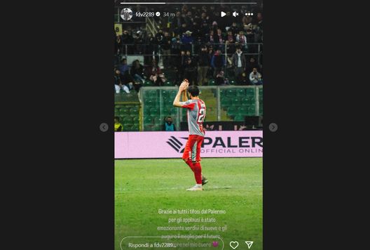 Cremonese, Vazquez su Instagram: “Palermo, grazie per gli applausi. Auguro il meglio” Palermo calcio
