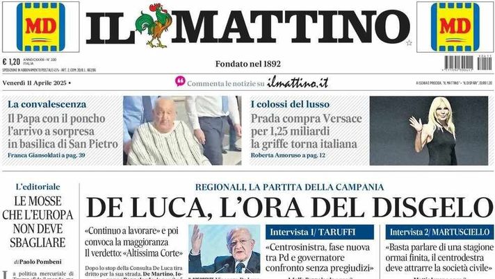 prima pagina il mattino oggi