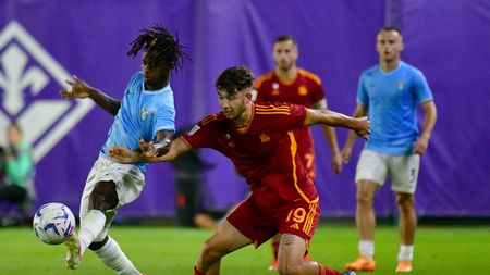 BAGNO A RIPOLI, ITALY - MAY 28: Sana Fernandez of SS Lazios compete for the ball with Francesco D'Alessio of AS Roma during the Primavera 1 Final Four match between SS Lazio U19 and AS Roma U19 on May 28, 2024 in Bagno a Ripoli, Italy. (Photo by Marco Rosi - SS Lazio/Getty Images) Campionato Primavera, svelato il Calendario