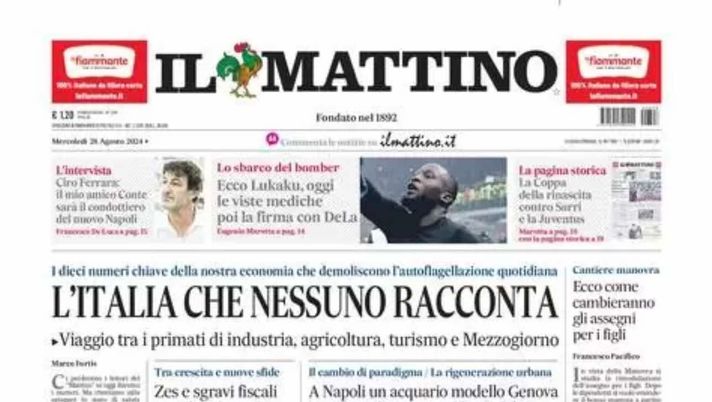 prima pagina il mattino oggi