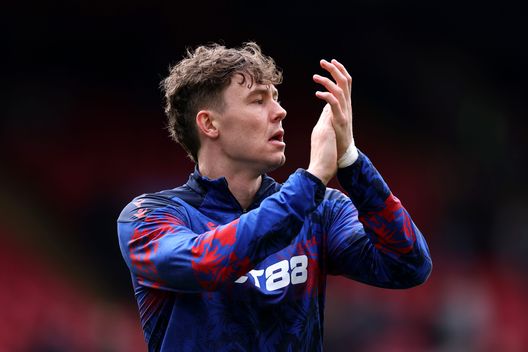 LONDON, ENGLAND - MARCH 15: Jorgen Strand Larsen of Crystal Palace applauds the fans during the warm up prior to the Premier League match between Crystal Palace and Leeds United at Selhurst Park on March 15, 2026 in London, England. (Photo by Justin Setterfield/Getty Images)