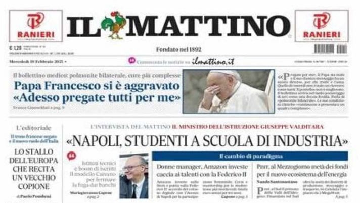 prima pagina il mattino oggi