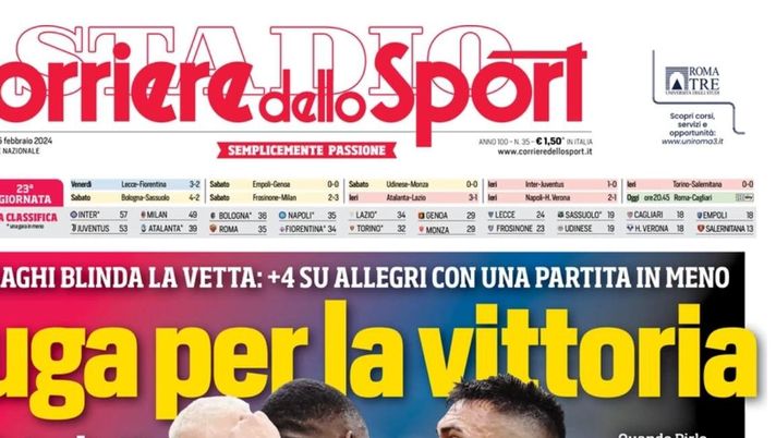 prima pagina corriere dello sport oggi