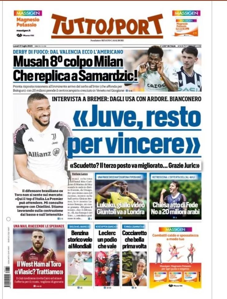 EDICOLA TS – Musah, ottavo colpo Milan. Che risposta a Samardzic! E l’Inter affonda per Balogun - immagine 1