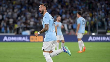 ROME, ITALY - AUGUST 18: Valentin Castellanos of SS Lazio celebrates the first goal during the Serie A match between Lazio and Venezia at Stadio Olimpico on August 18, 2024 in Rome, Italy. (Photo by Marco Rosi - SS Lazio/Getty Images)