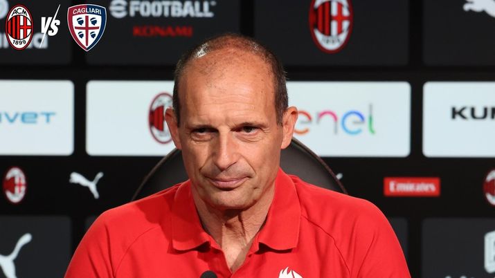 Massimiliano Allegri, allenatore AC Milan, qui durante una conferenza stampa con i rossoneri a Milanello | Milan News (Credits foto: Getty Images) Milan-Cagliari, Allegri ammette: “Il nostro livello è questo” - immagine 1
