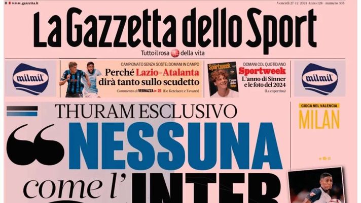 PRIMA PAGINA GAZZETTA DELLO SPORT OGGI: “Inzaghi al rinnovo, ci metto la firma”