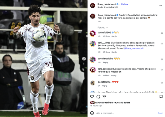 Fiorentina-Torino, i giocatori sui social: “Capitan goleador e spirito Toro”- immagine 2